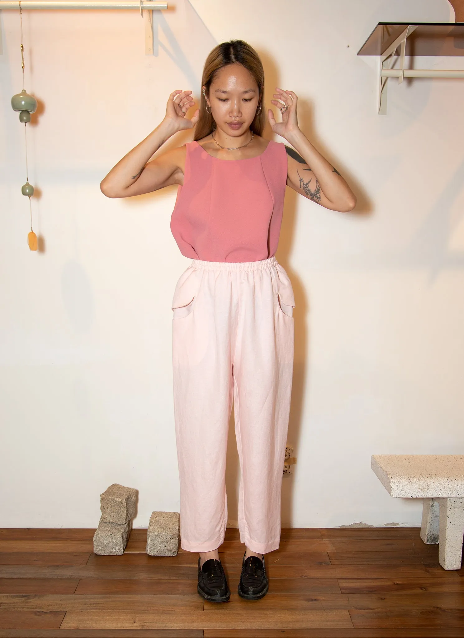 Rang Six-Panel Cropped Top - Sunset Pink