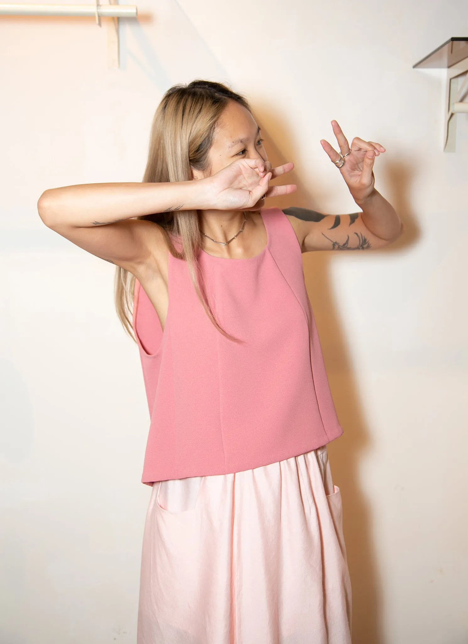 Rang Six-Panel Cropped Top - Sunset Pink