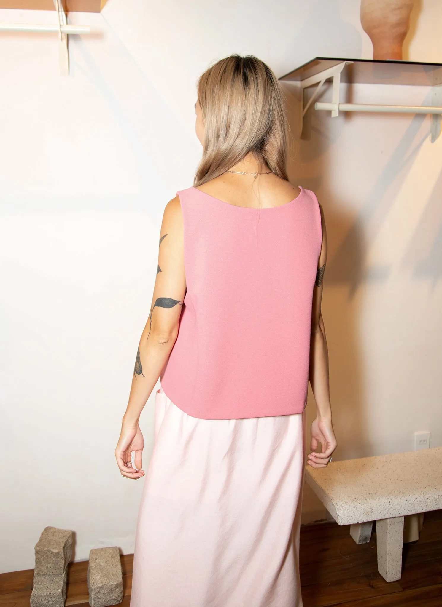 Rang Six-Panel Cropped Top - Sunset Pink