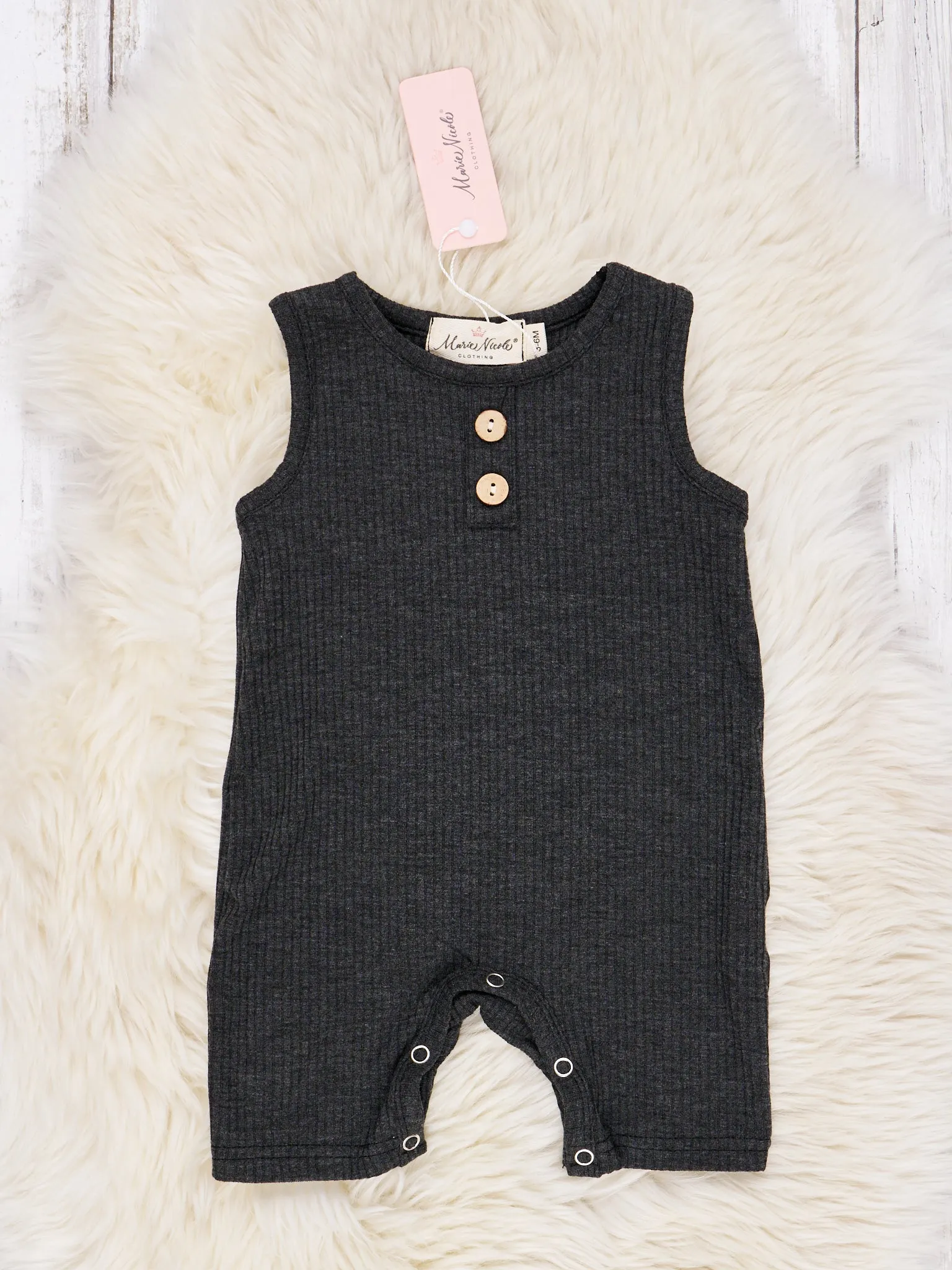 Ribbed Charcoal Tank Romper