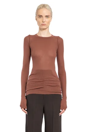 RICK OWENS WOMAN BROWN T-SHIRTS & TANK TOPS