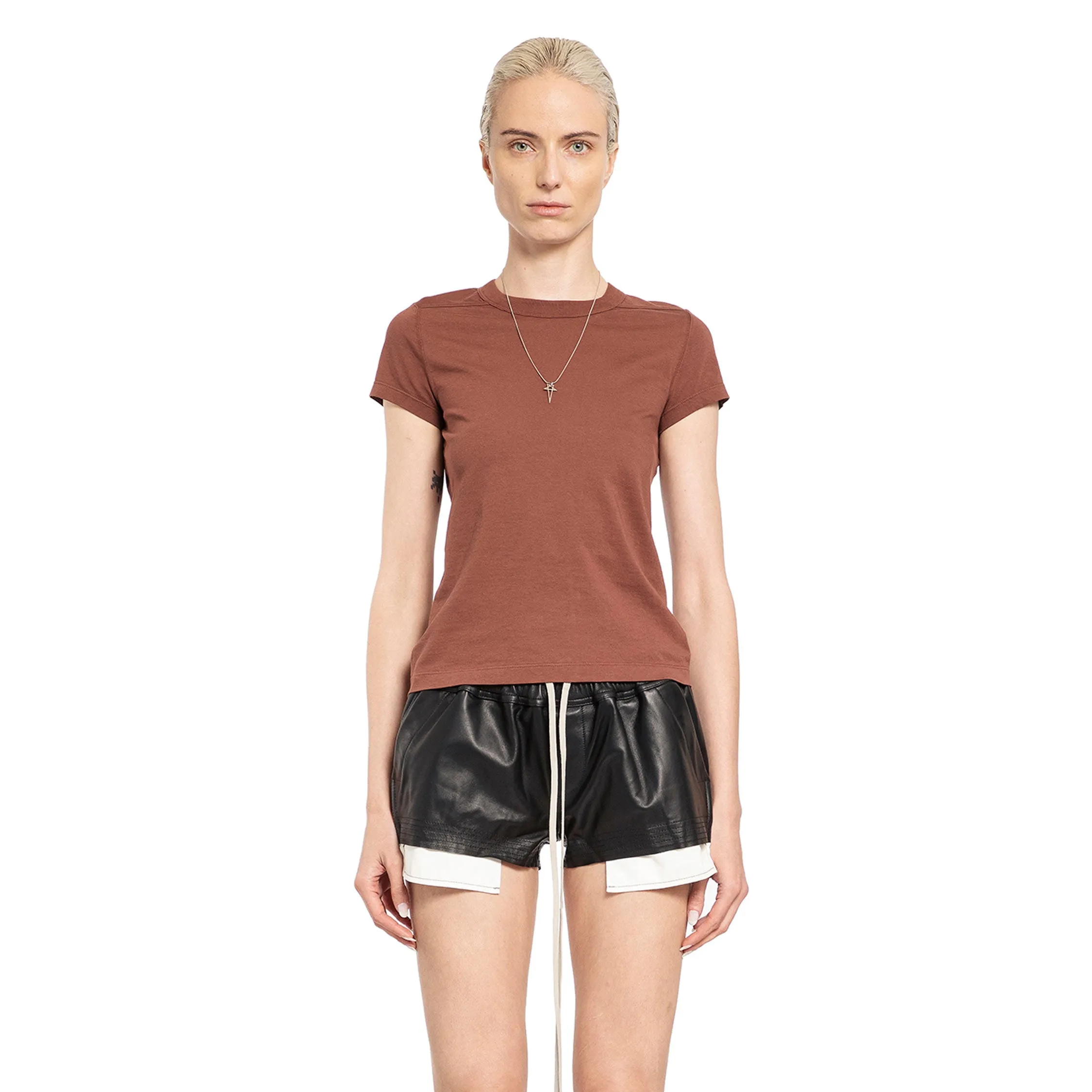 RICK OWENS WOMAN BROWN T-SHIRTS & TANK TOPS