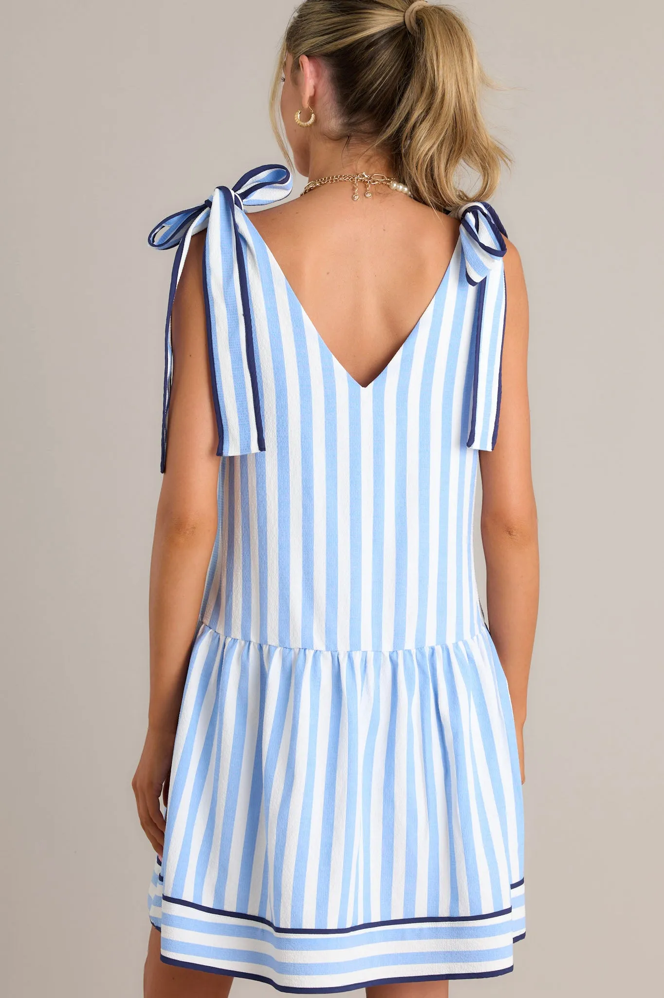 Ripple Effect Blue Stripe Mini Dress