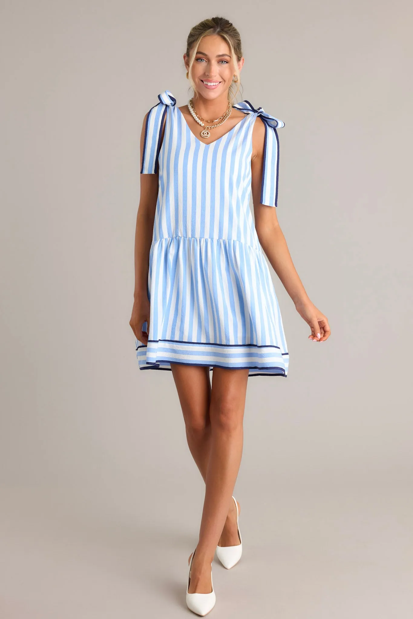 Ripple Effect Blue Stripe Mini Dress