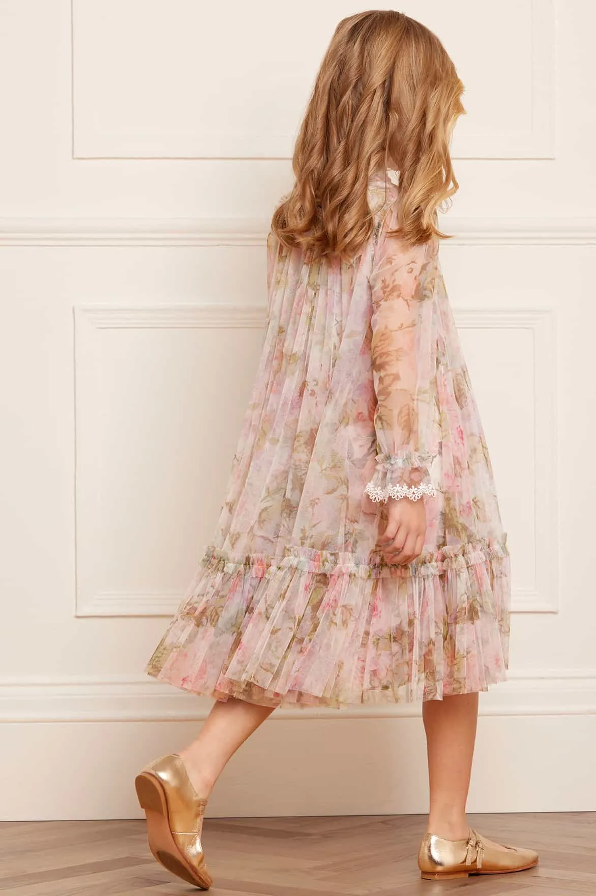 Rose Powder Long Sleeve Kids Dress