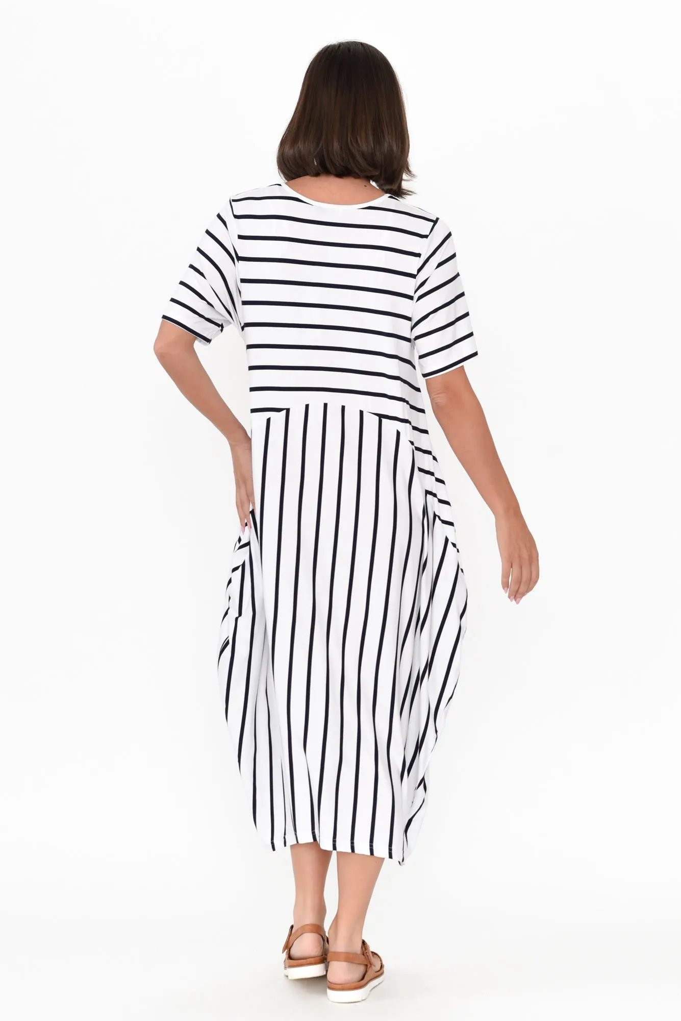 Samiya White Stripe Bamboo Dress