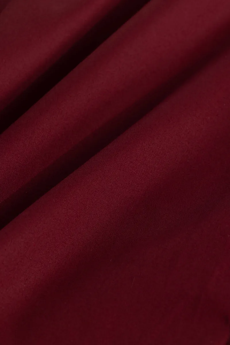 Satin Stretch Maroon Plain Shirt