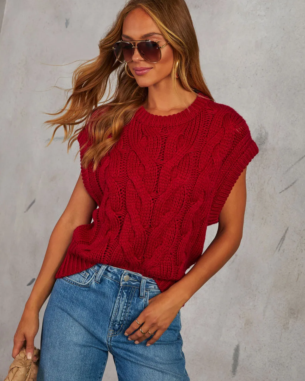 Sivan Cable Knit Sweater Vest