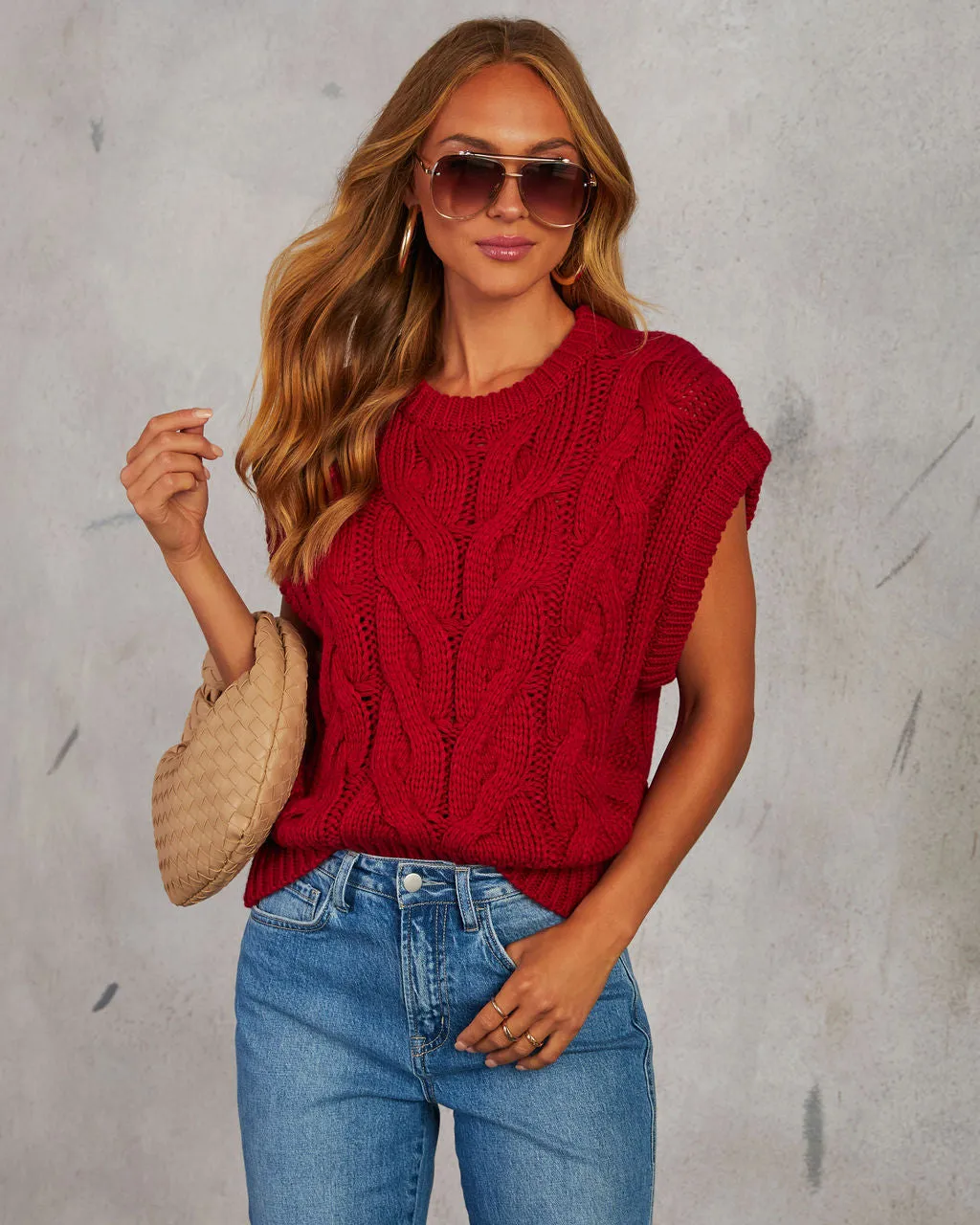 Sivan Cable Knit Sweater Vest