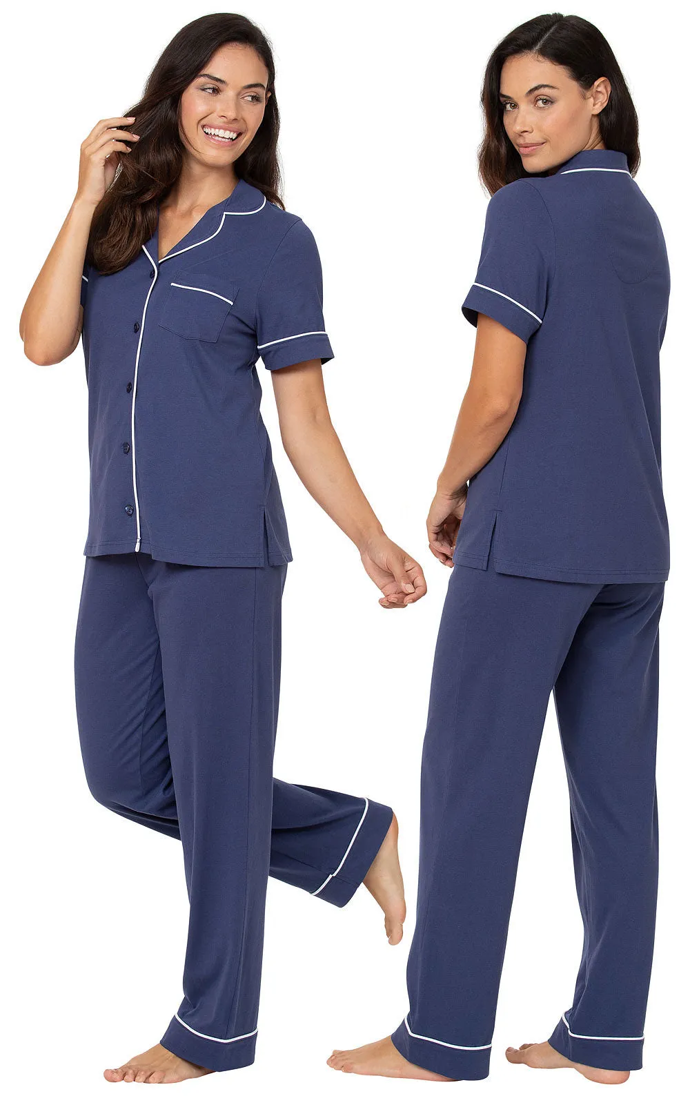 Solid Jersey Short-Sleeve Boyfriend Pajamas