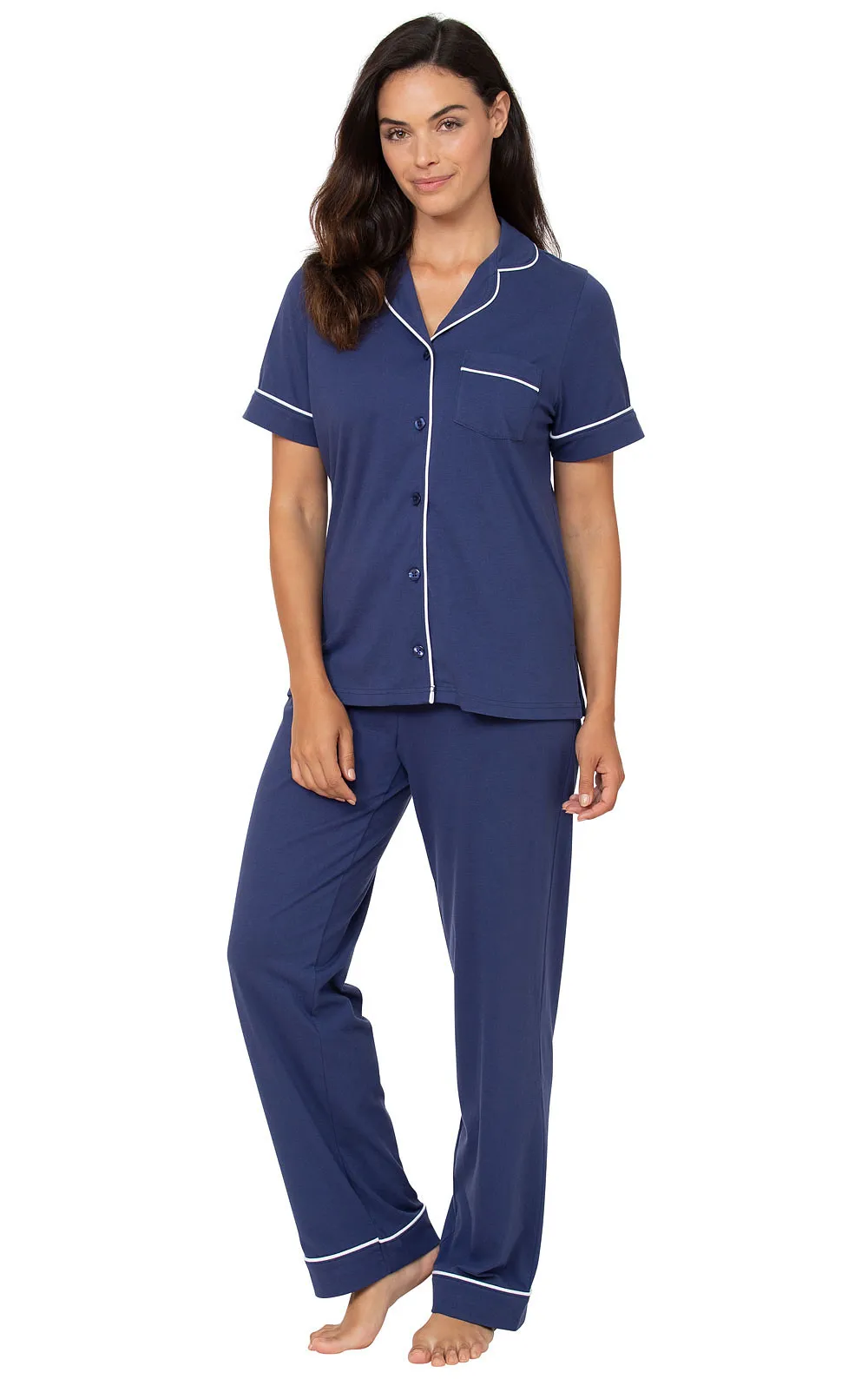 Solid Jersey Short-Sleeve Boyfriend Pajamas