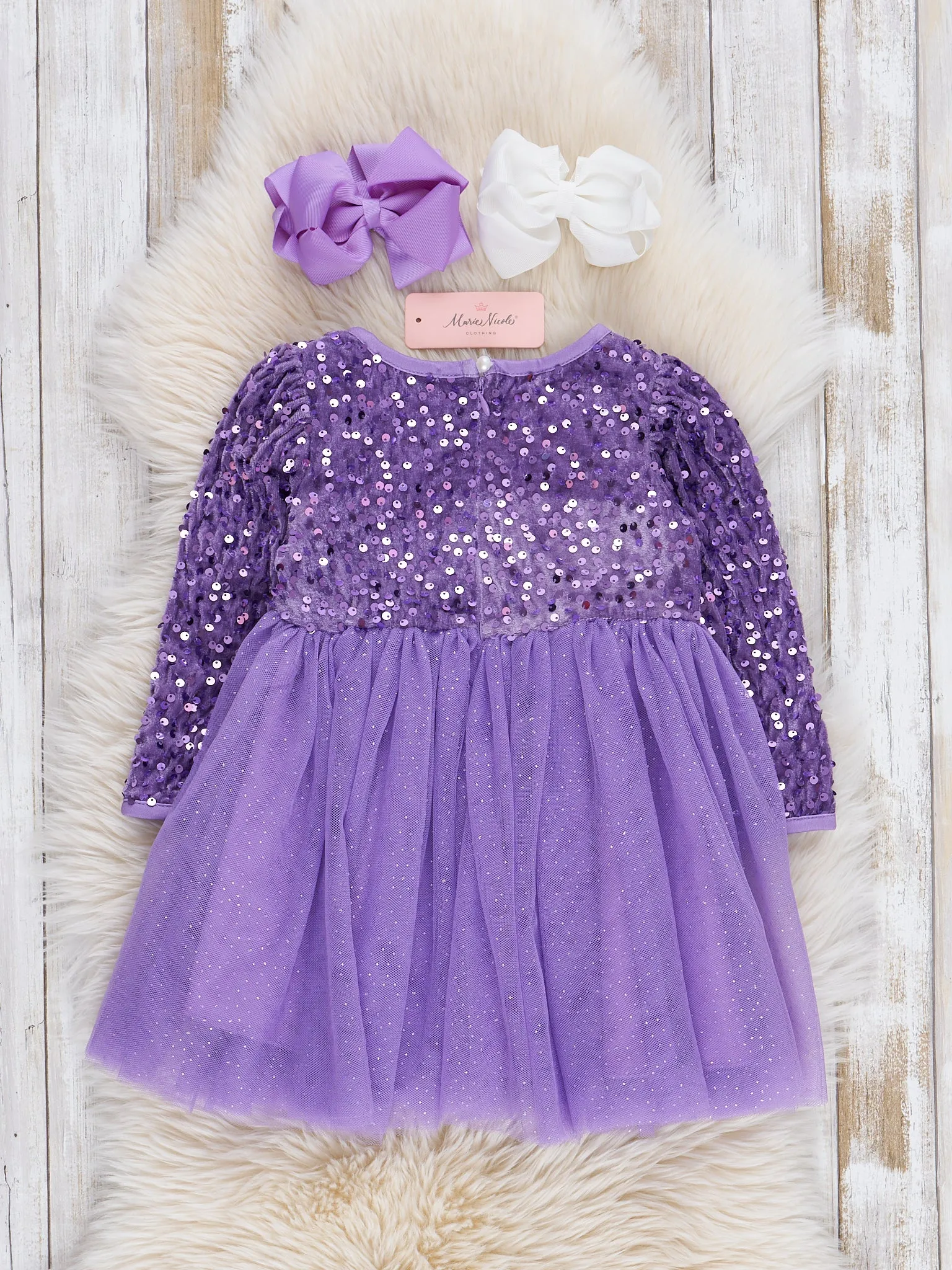 Sparkle Party Long Sleeve Tulle Dress