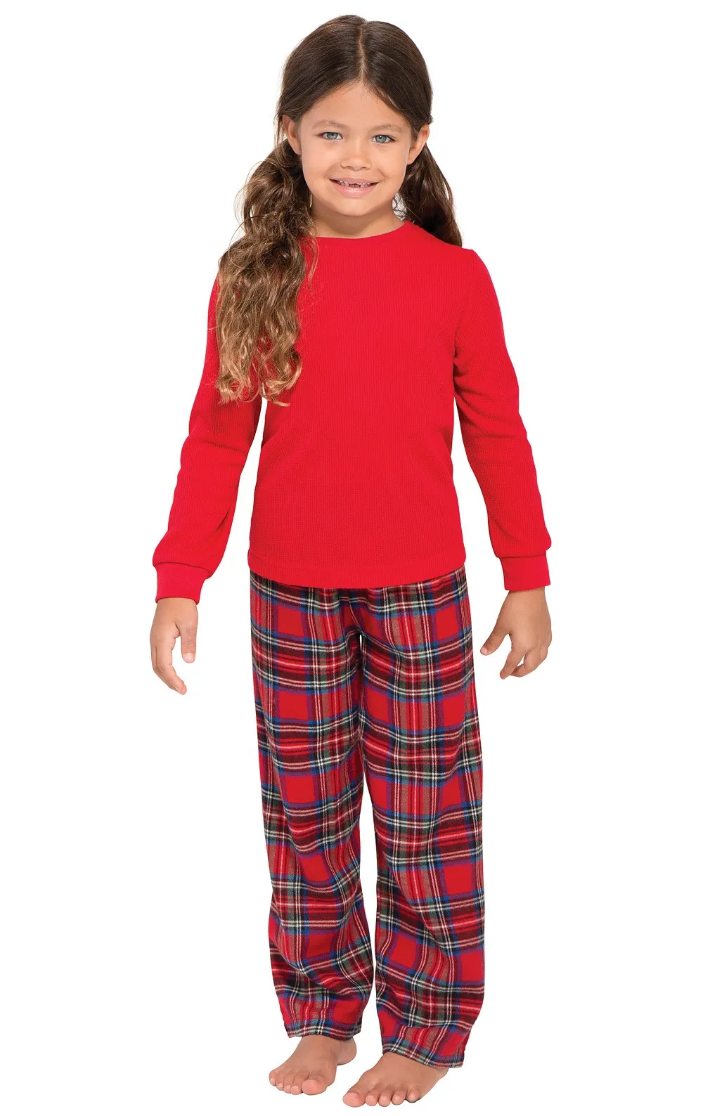 Stewart Plaid Thermal-Top Unisex Kids Pajamas