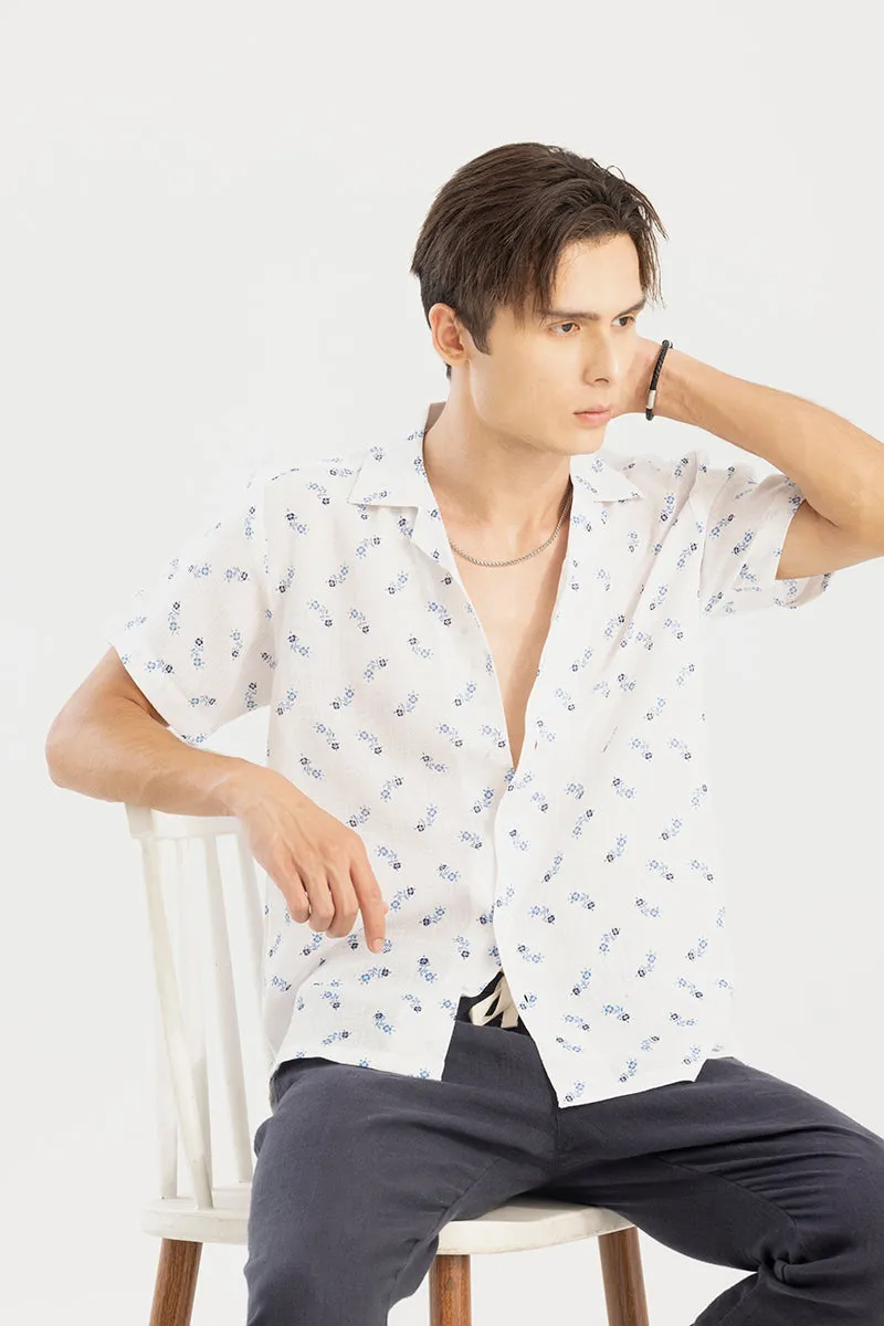 Summer Flower White Linen Shirt