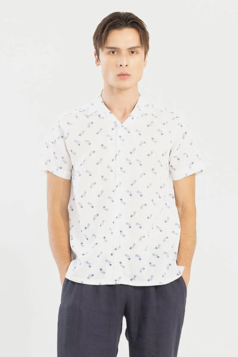 Summer Flower White Linen Shirt