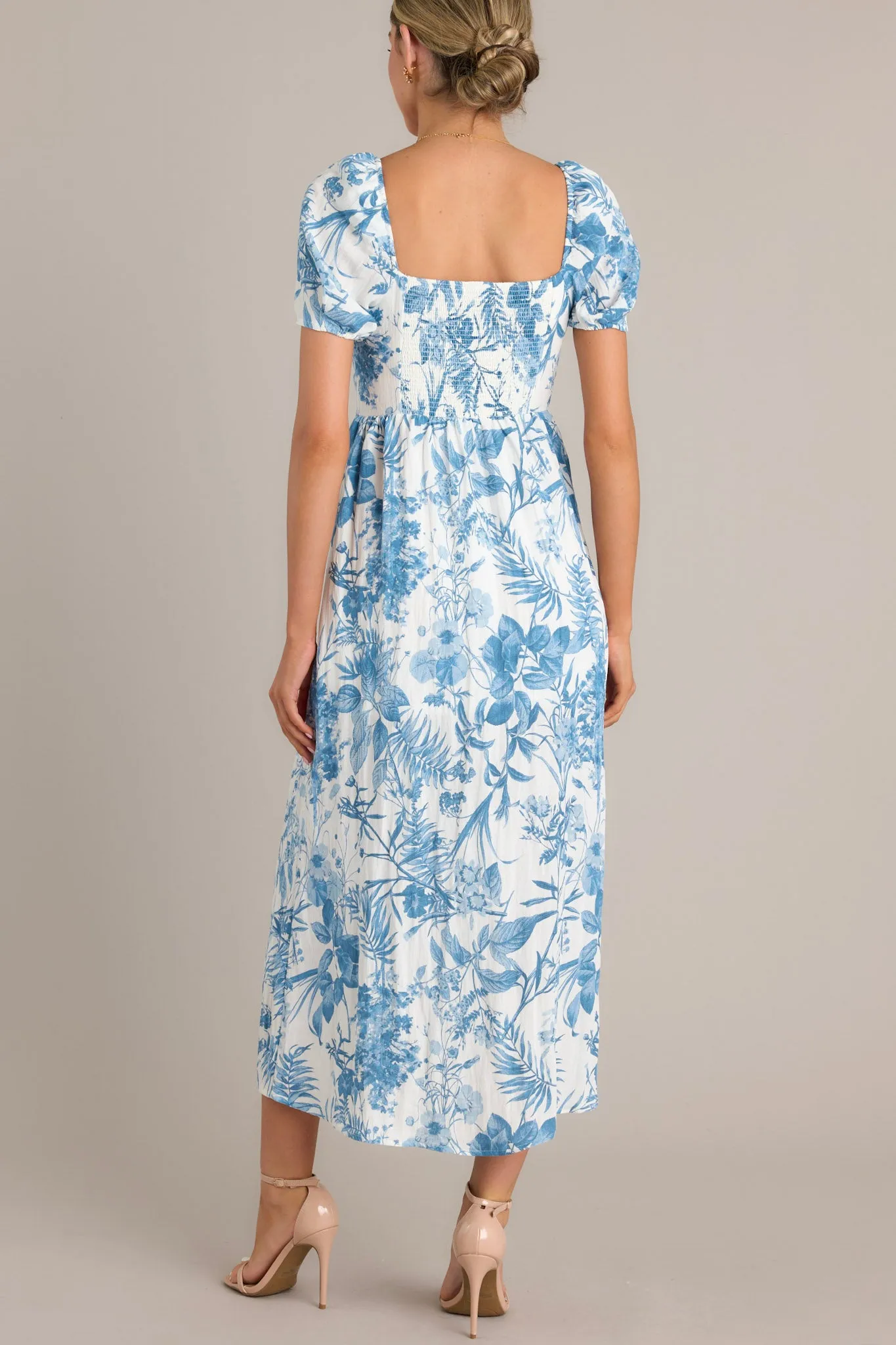 Summer Whispers Blue Floral Midi Dress