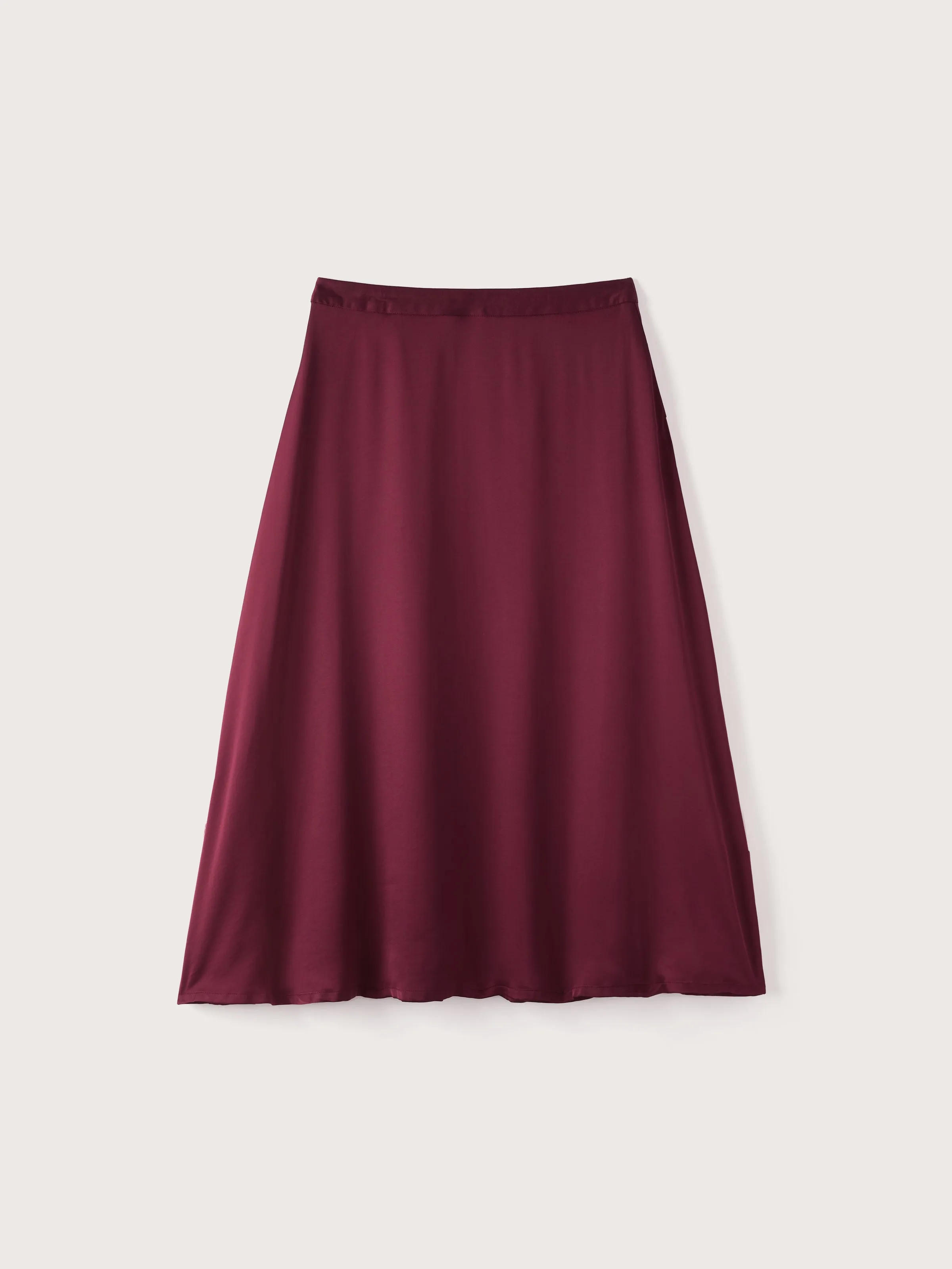 The Satin Maxi Skirt in Red Wine