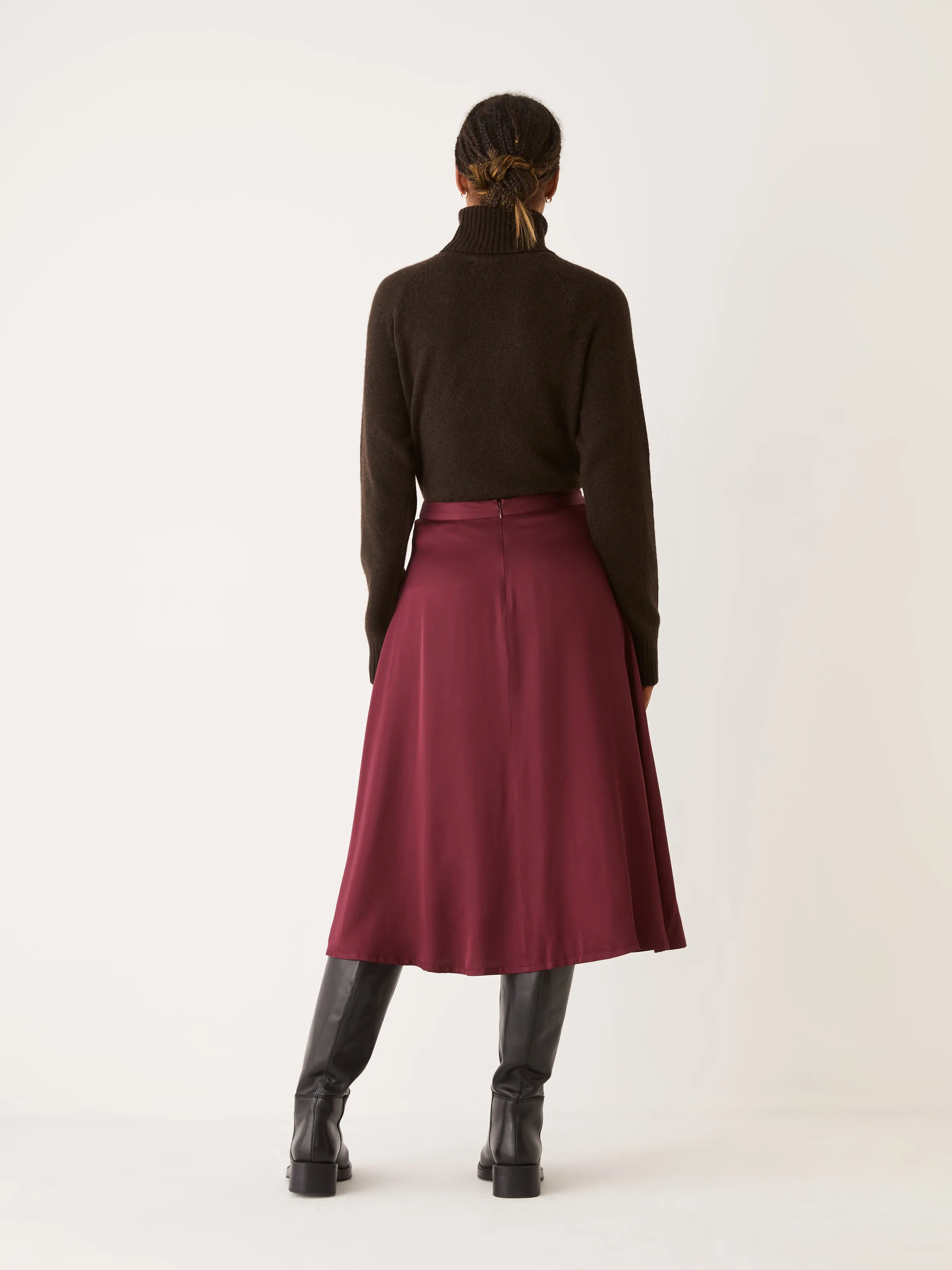 The Satin Maxi Skirt in Red Wine