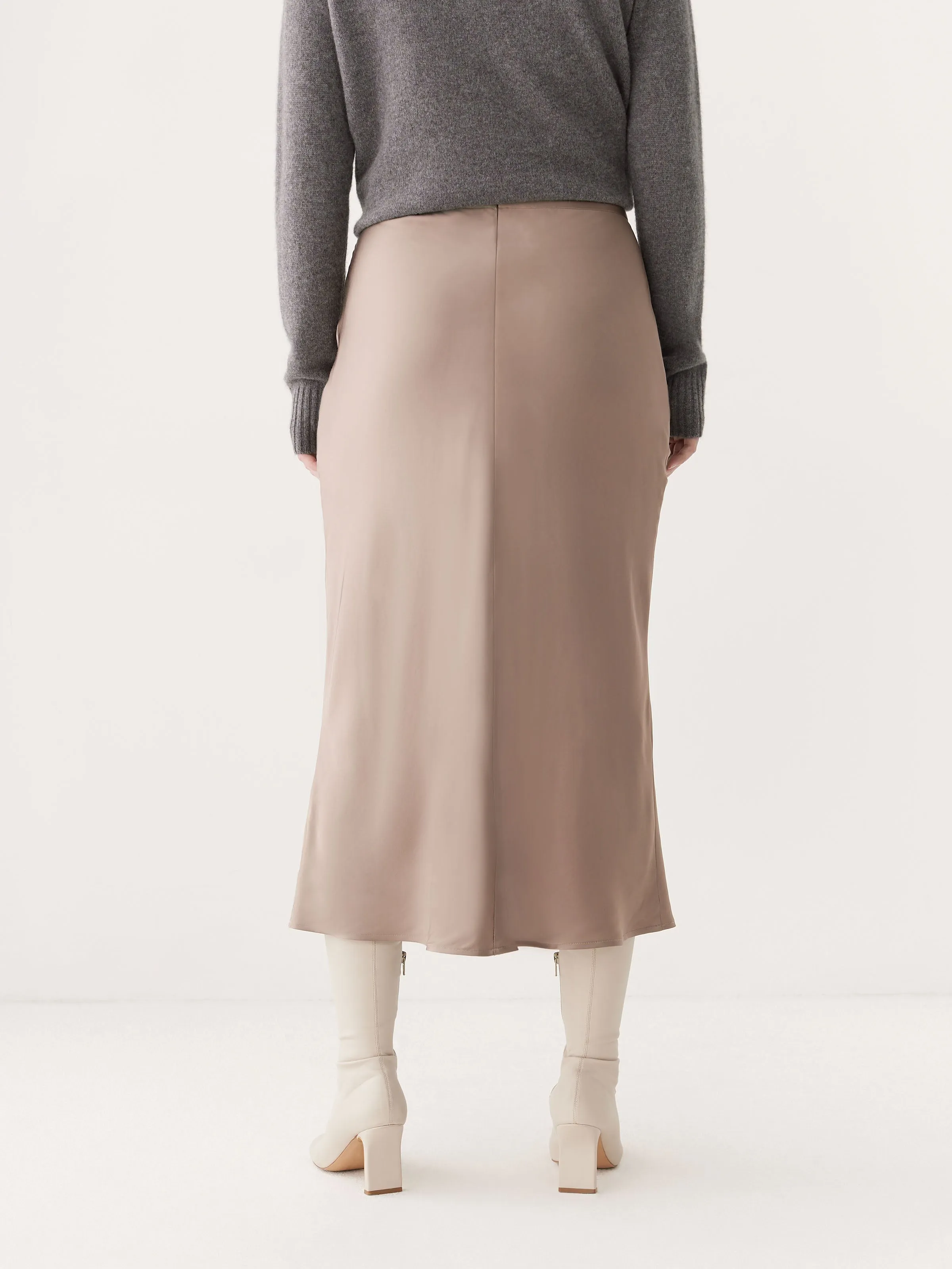 The Satin Midi Skirt in Champagne