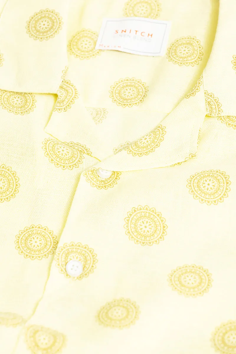 Traditional Circle Yellow Linen Shirt