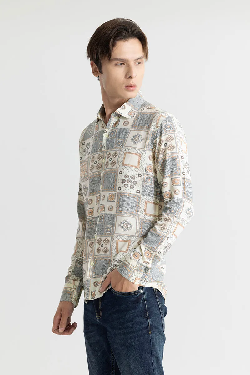 Vector Motif Printed White Shirt