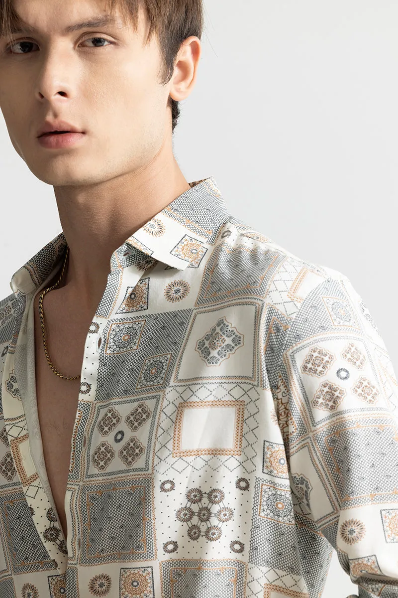 Vector Motif Printed White Shirt