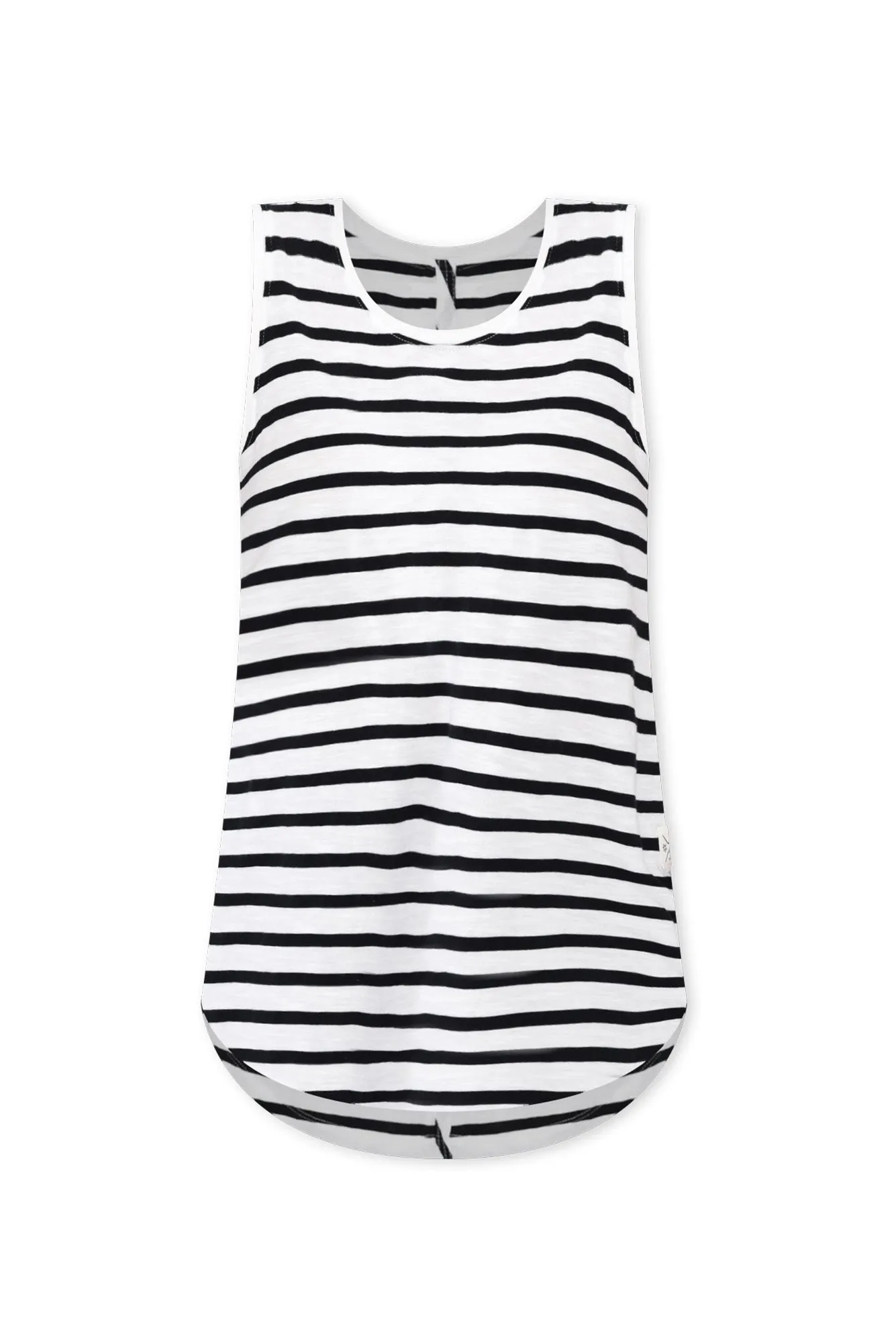 White Stripe Cotton Scoop Tank