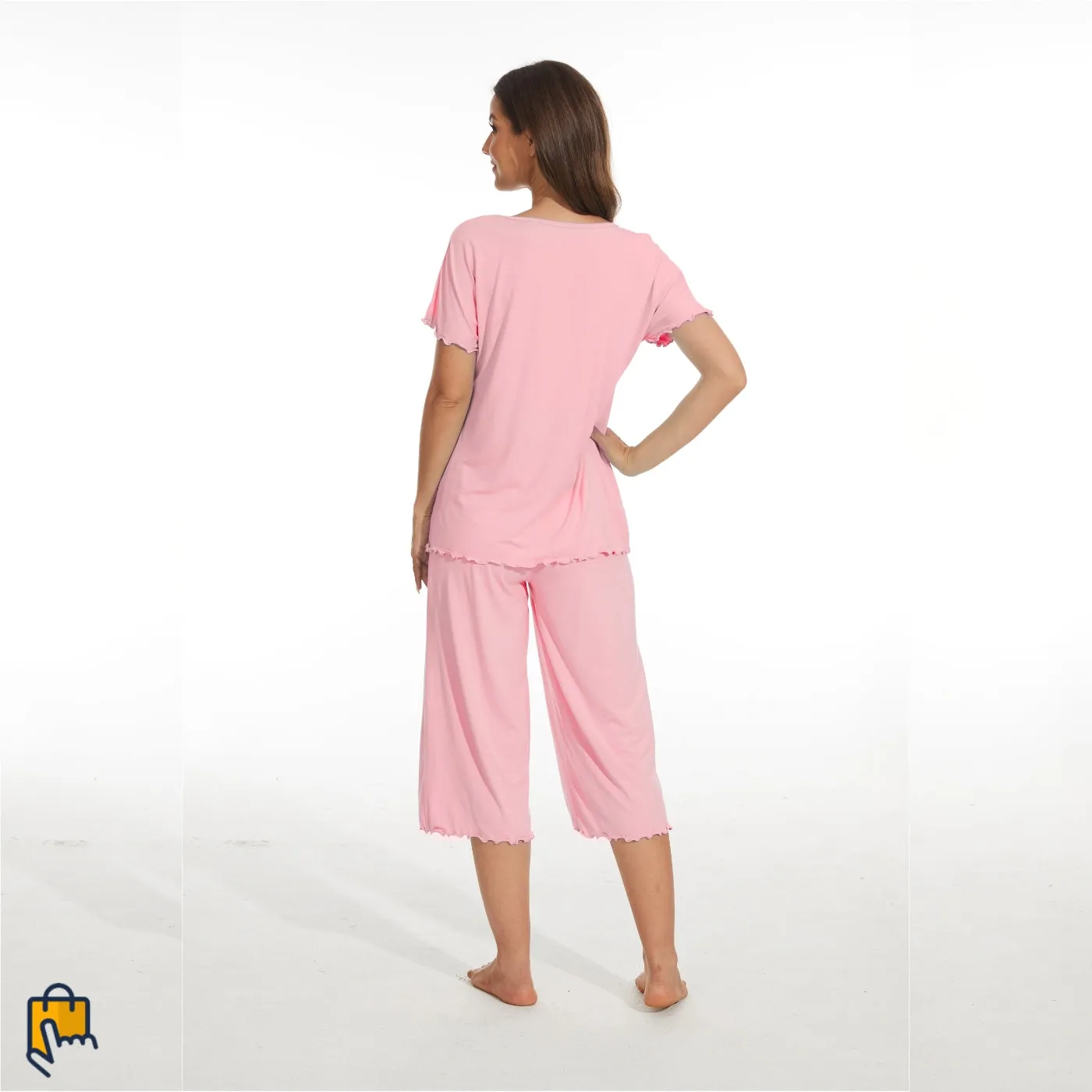 Women's Bamboo Viscose Pajamas Set with Capri Bottoms