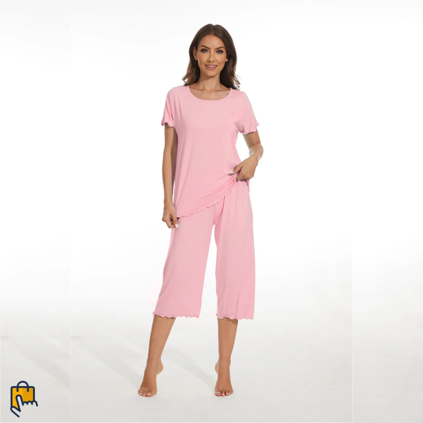 Women's Bamboo Viscose Pajamas Set with Capri Bottoms