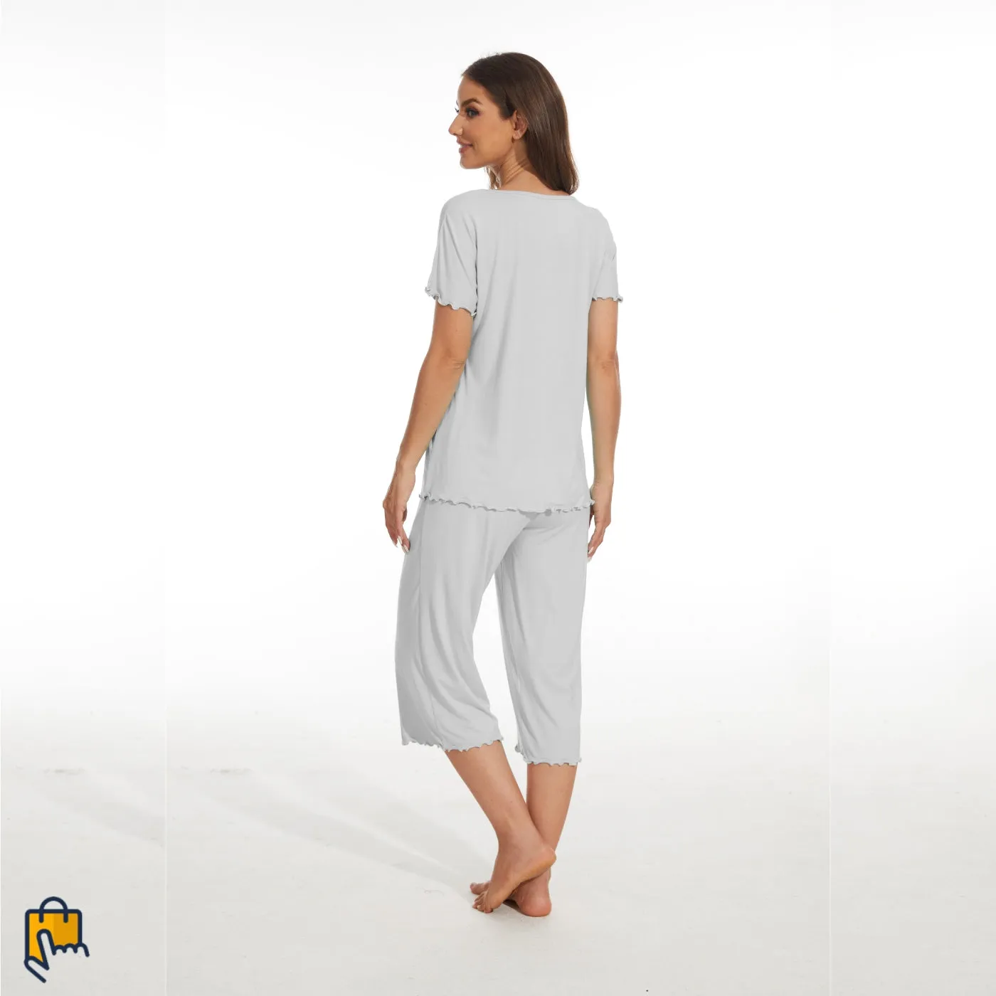 Women's Bamboo Viscose Pajamas Set with Capri Bottoms