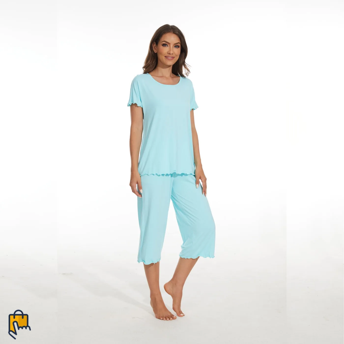 Women's Bamboo Viscose Pajamas Set with Capri Bottoms