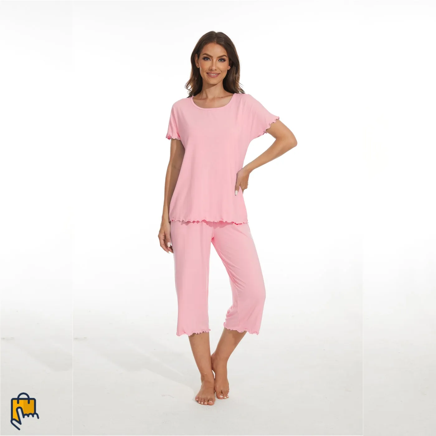 Women's Bamboo Viscose Pajamas Set with Capri Bottoms