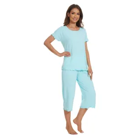 Women's Bamboo Viscose Pajamas Set with Capri Bottoms