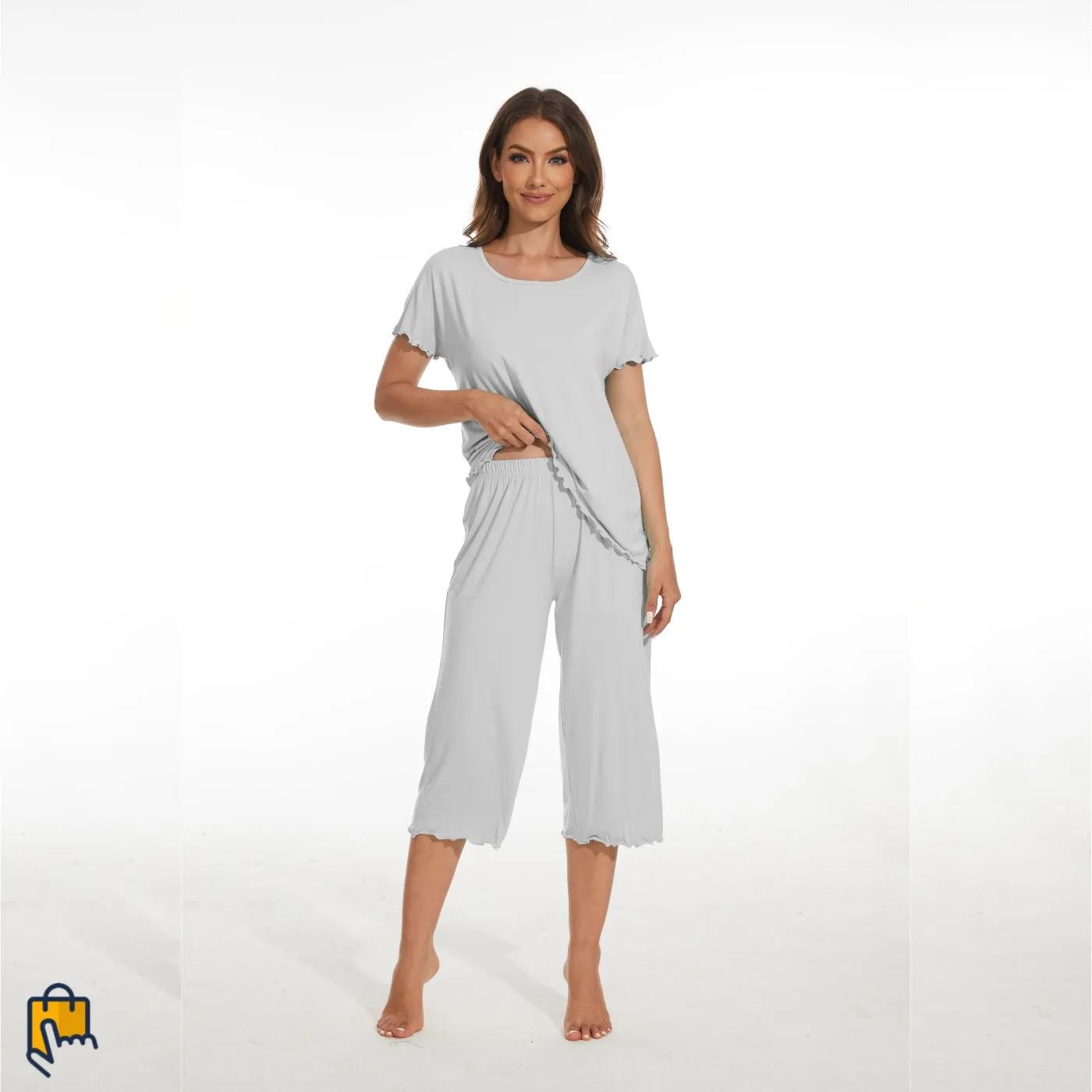 Women's Bamboo Viscose Pajamas Set with Capri Bottoms