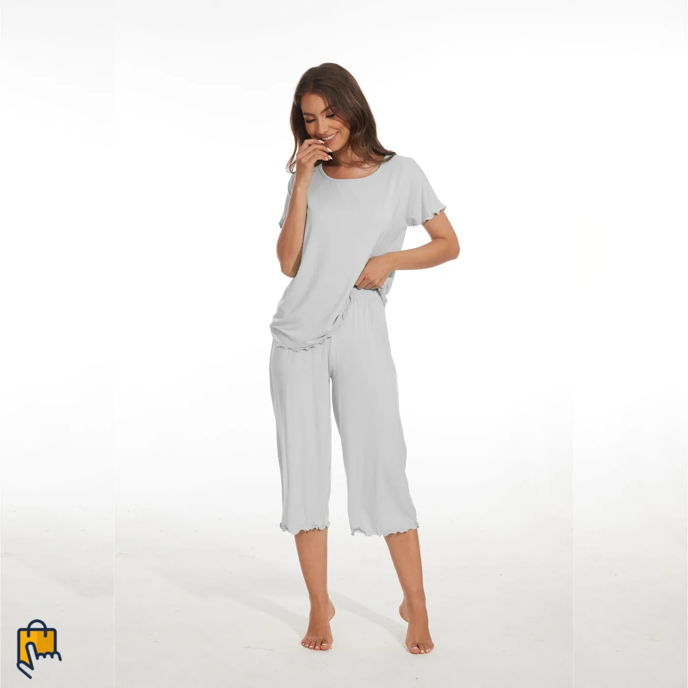 Women's Bamboo Viscose Pajamas Set with Capri Bottoms