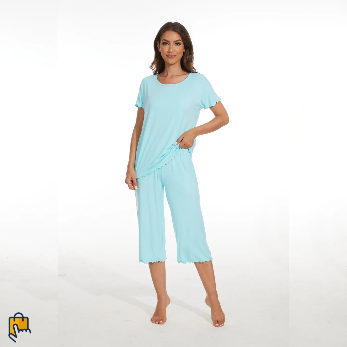 Women's Bamboo Viscose Pajamas Set with Capri Bottoms