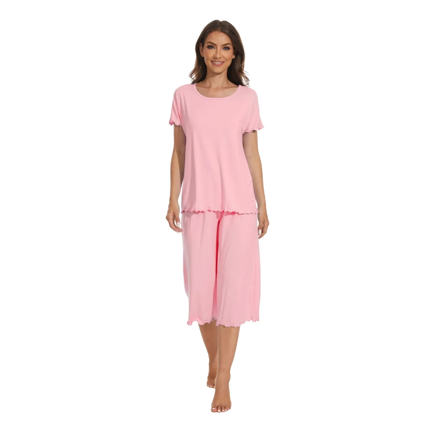 Women's Bamboo Viscose Pajamas Set with Capri Bottoms