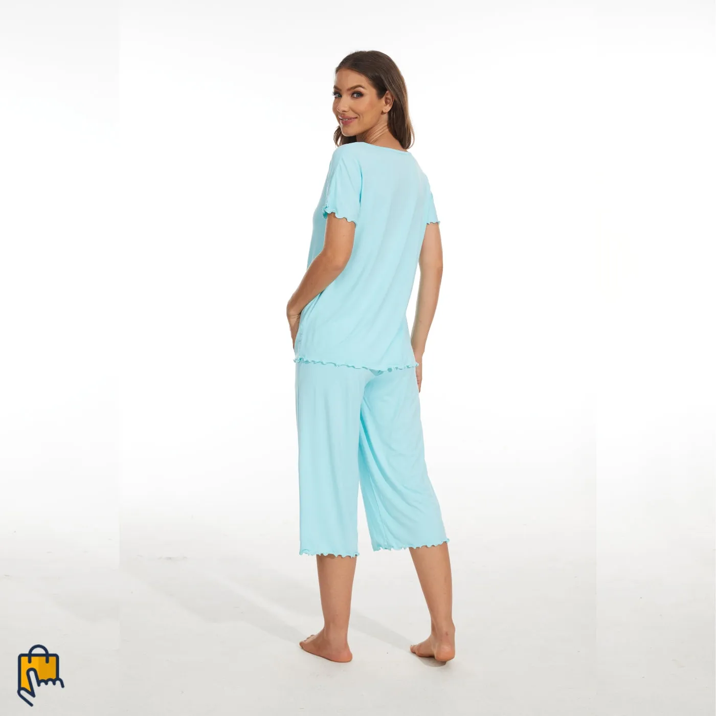 Women's Bamboo Viscose Pajamas Set with Capri Bottoms