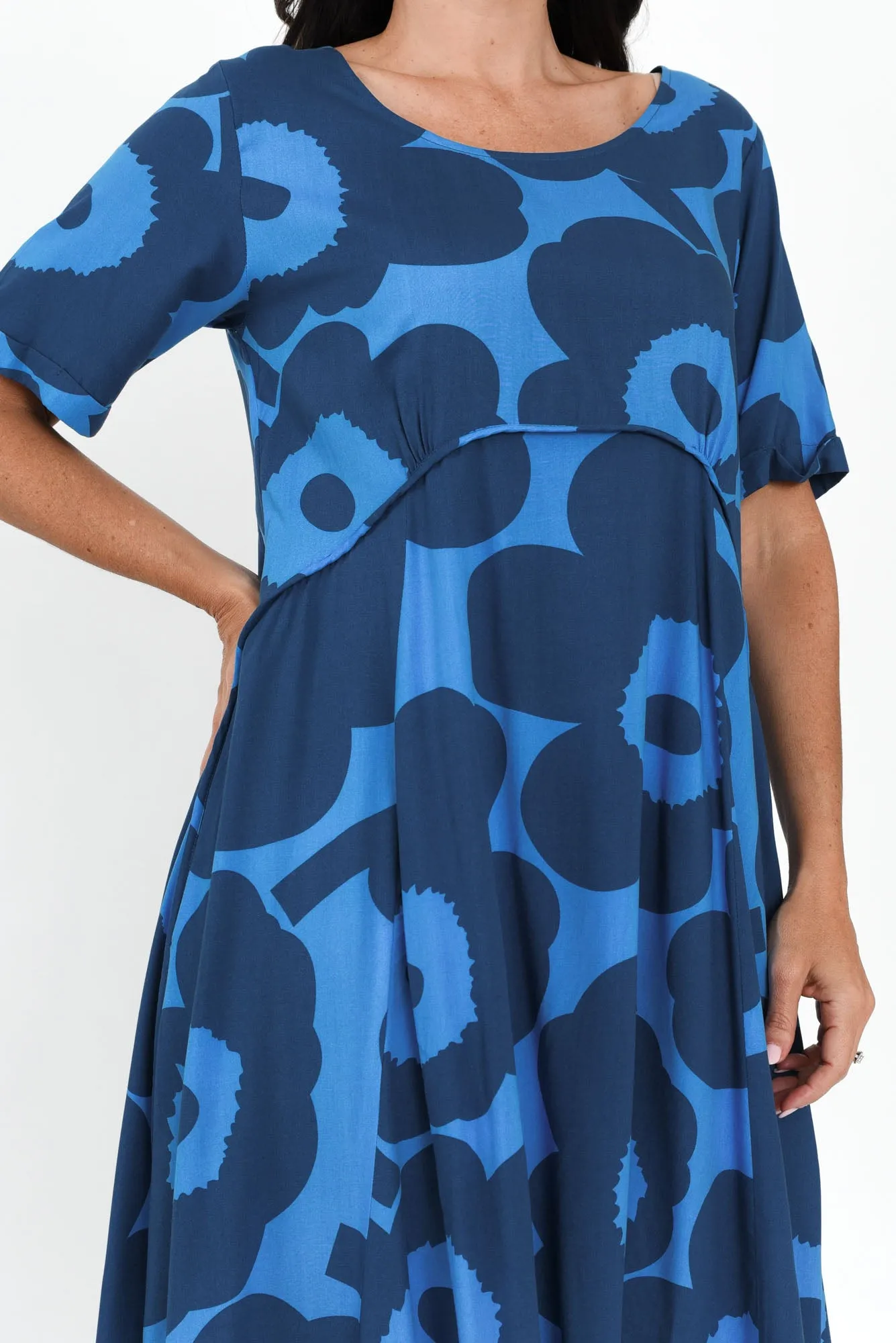 Zaelia Blue Flower Crescent Dress