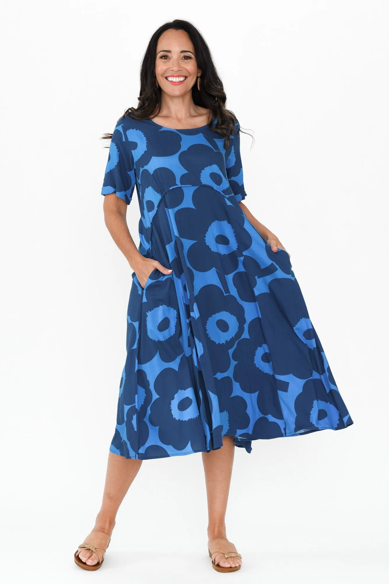 Zaelia Blue Flower Crescent Dress