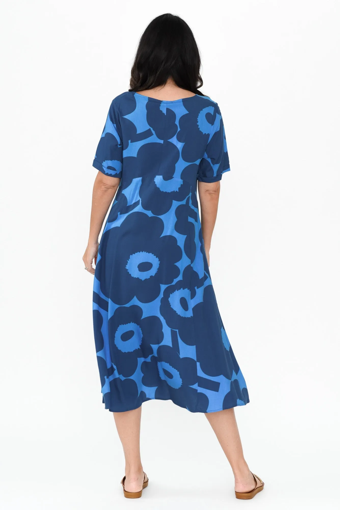 Zaelia Blue Flower Crescent Dress