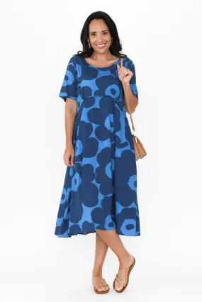 Zaelia Blue Flower Crescent Dress