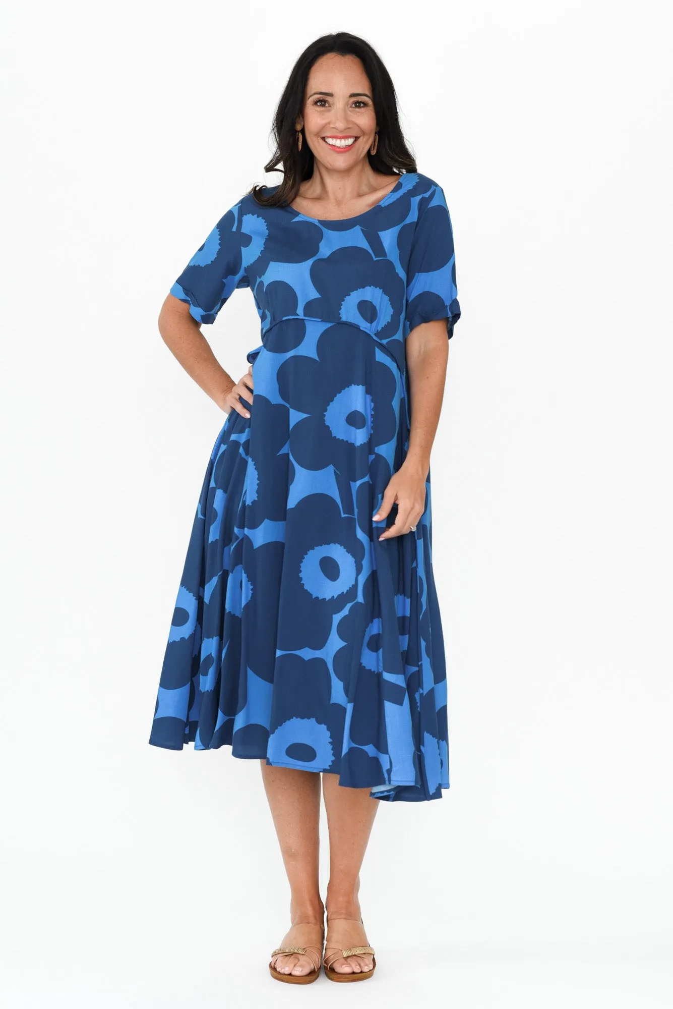 Zaelia Blue Flower Crescent Dress