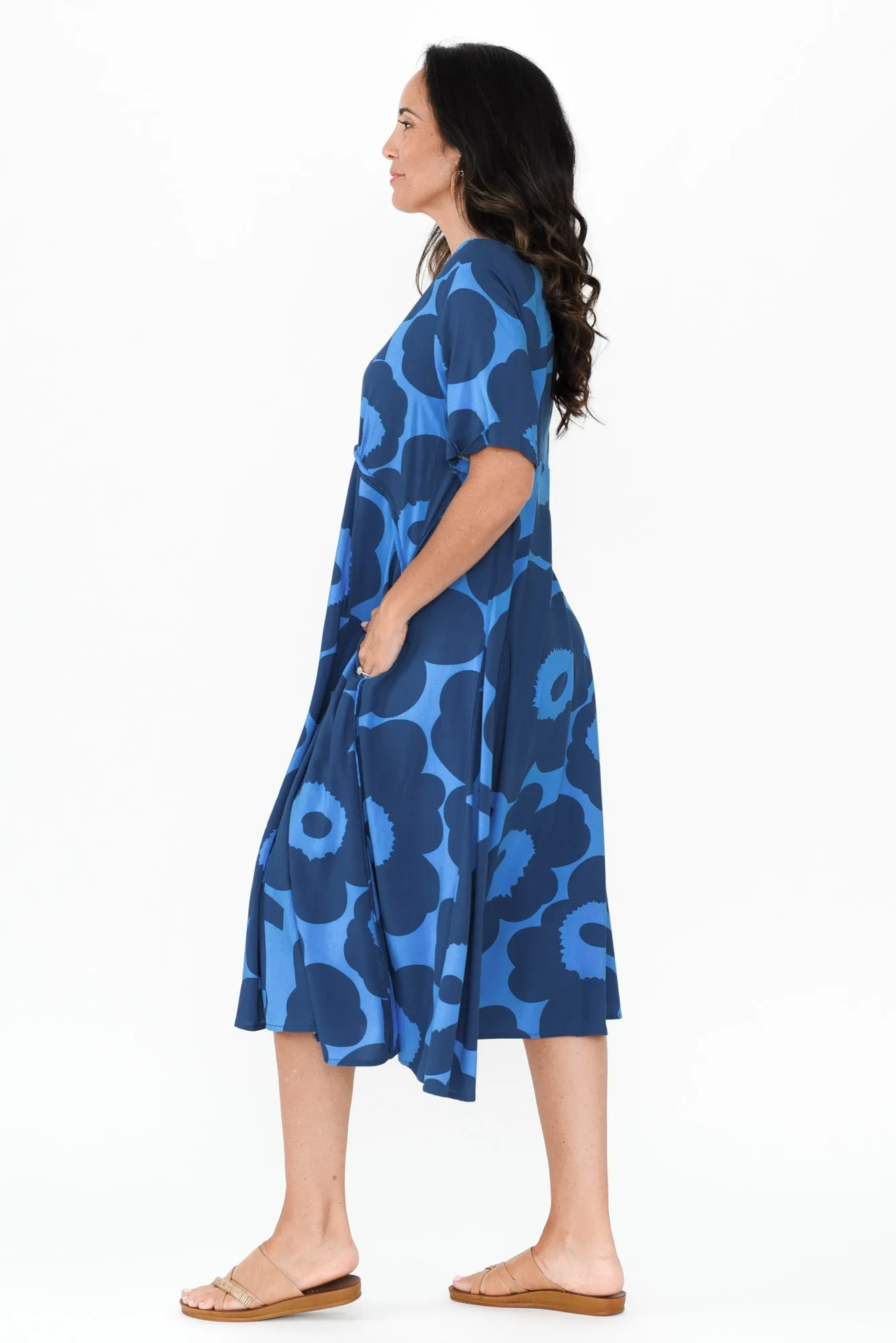 Zaelia Blue Flower Crescent Dress